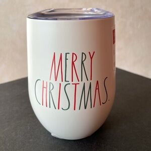 Rae Dunn MERRY CHRISTMAS Red & Green Letters Wine Glass BRAND NEW!